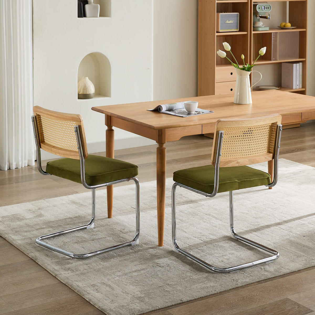 SCHWINGSTUHL DE-36300 2er-Ser mit Rattan-Rückenlehne Olivgrün - Grün, Metall (47/81/59cm) - ComfortXL