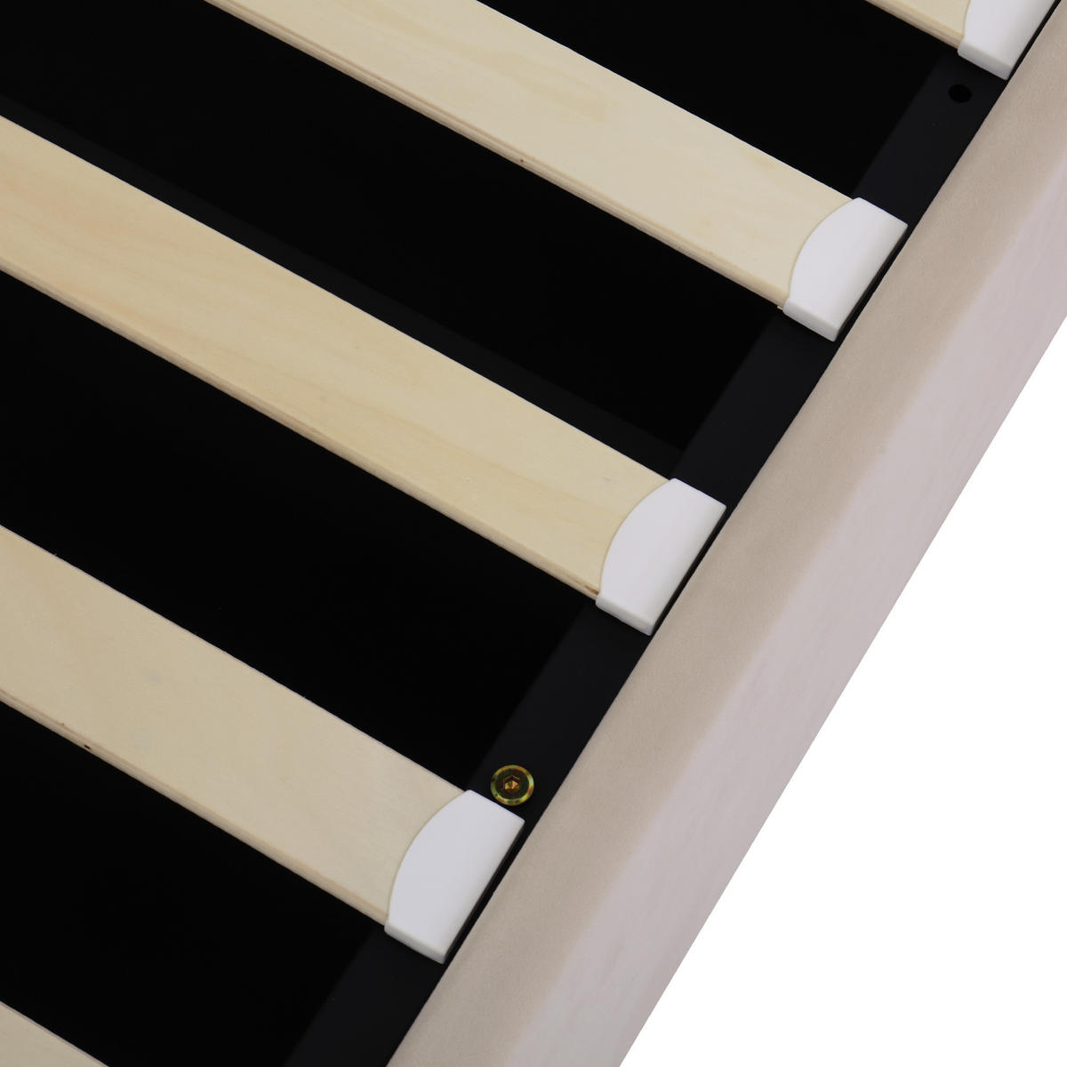 POLSTERBETT 140x190 Hydraulik Knopf Nieten Velours Schwarz Beige - Beige, Textil (180/200cm) - FLIEKS