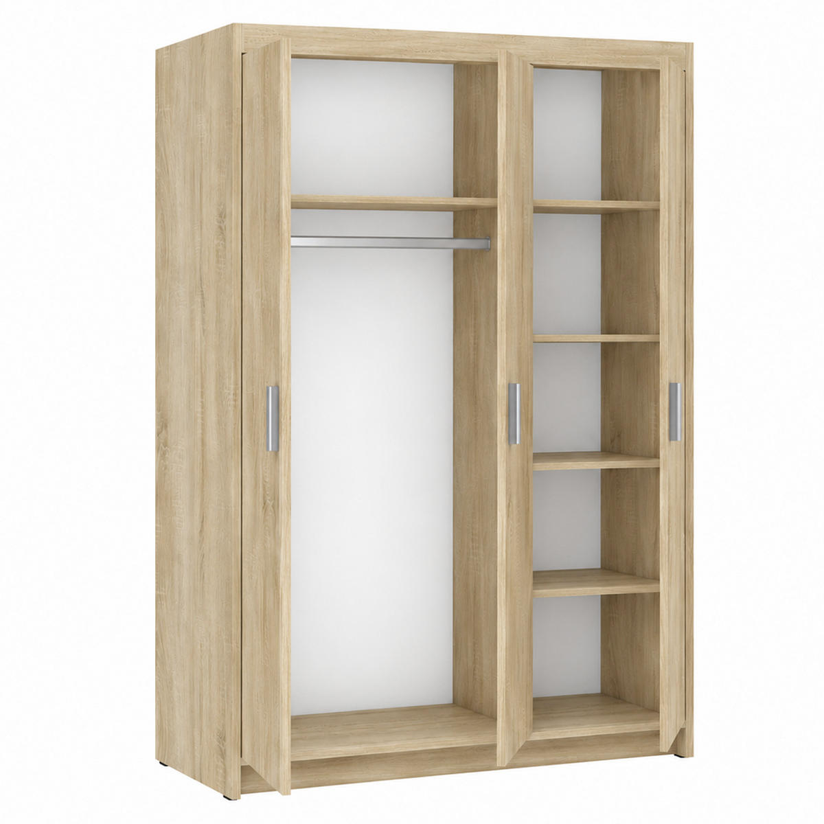 DREHTÜRENSCHRANK Elena mit 3 Türen, ohne Spiegel, Sonoma Eiche - Sonoma Eiche, Holzwerkstoff (130/190/53cm) - Beautysofa