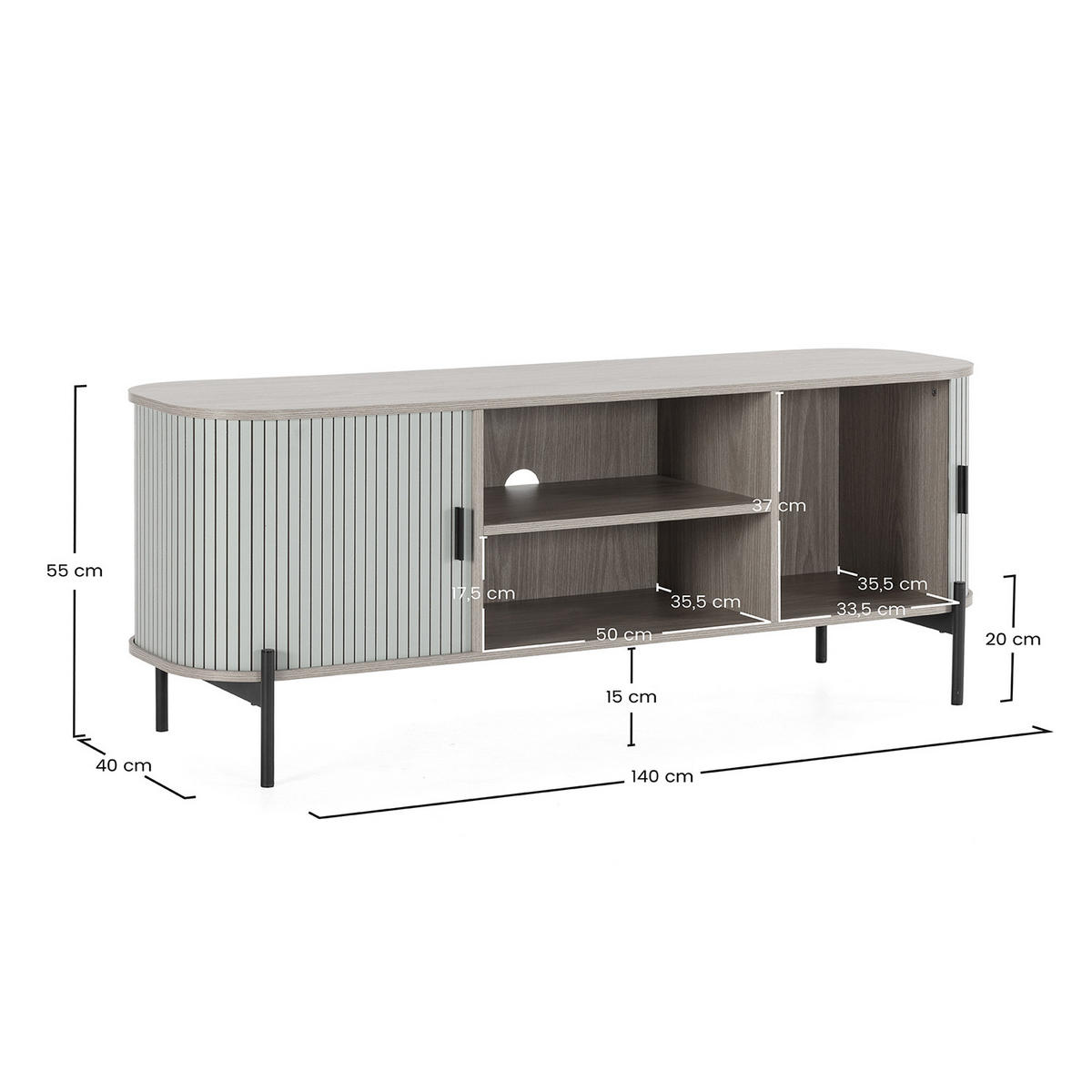TV-ELEMENT Mónaco 2 türen blaue Farbe - Blau, Holzwerkstoff (140/55/40cm) - VS Venta-stock