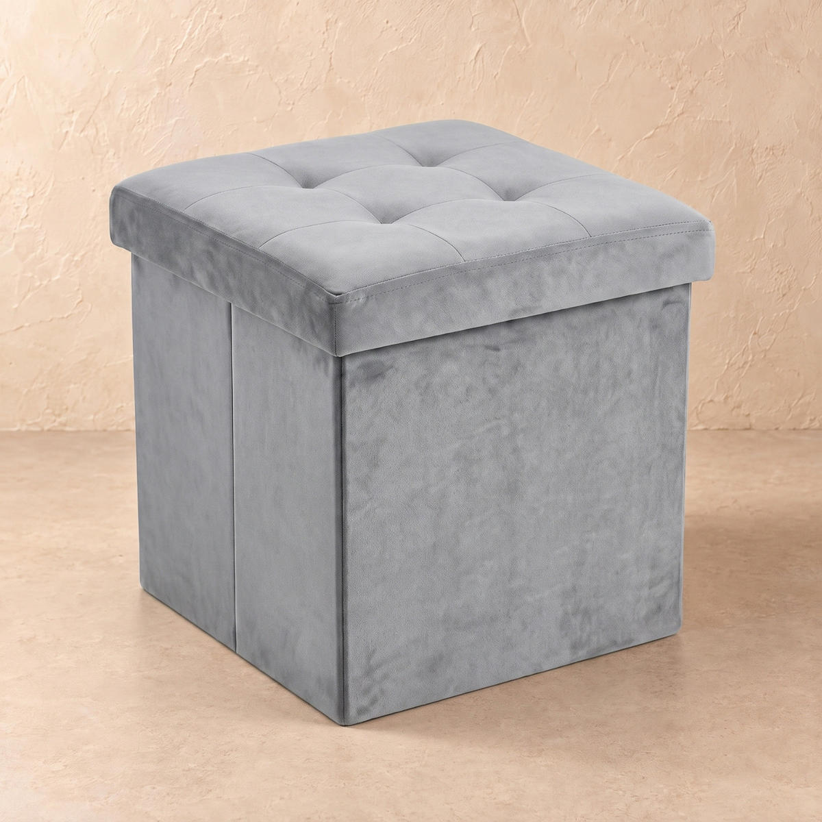 POUF mit Stauraum 38/38/38 cm - Grau, Textil (38/38/38cm) - SCENA LIVING