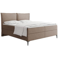 BOXBETT Calio Rise mit Bettkasten, Braun Chenille 180x200 cm – inkl. H4 Taschenfederkern Matratze & Foam Topper - Beige/Schwarz, Holz/Holzwerkstoff (180/200cm) - WFL GROUP