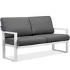 GARTENSOFA FRENA 2-Personen ,Weiß/Grau - Weiß/Grau, Textil/Metall (130/65/60cm) - KONSIMO®