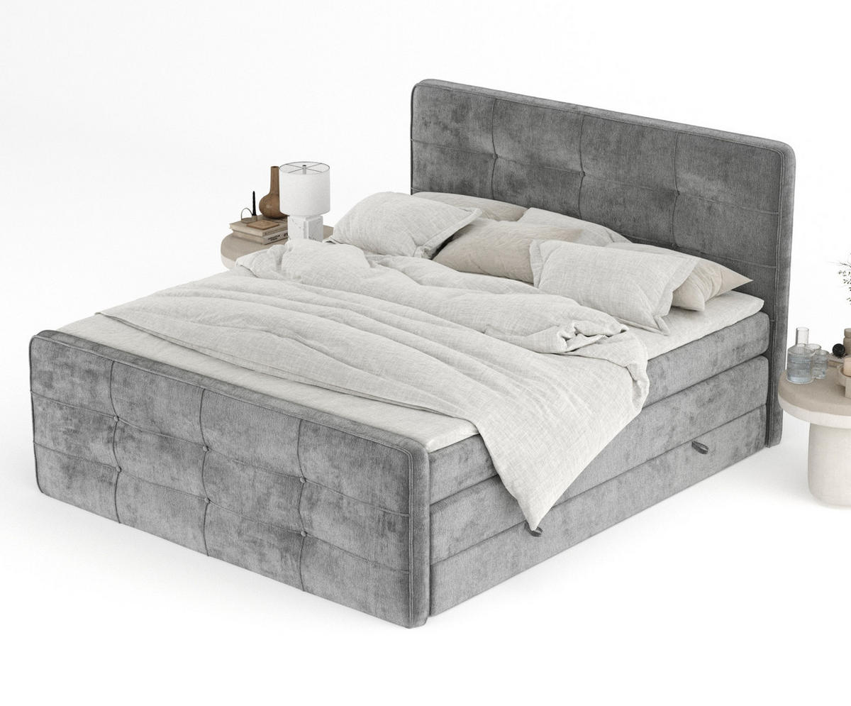 BOXSPRINGBETT Semplice Grau 140/200 cm - Schwarz/Grau, Holz/Holzwerkstoff (140/200cm) - Maison de Reve