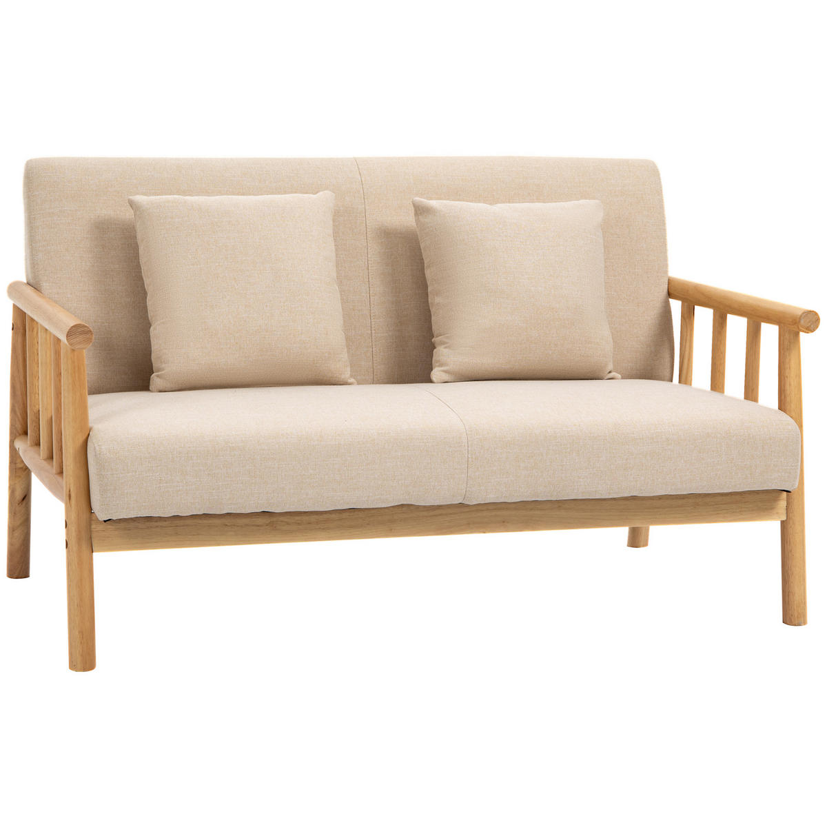 2-SITZER Sofa Stoffbezug Leinenoptik, Massivholzrahmen 123/69/74 cm Beige - Beige, Textil (69/74/123cm) - Redom