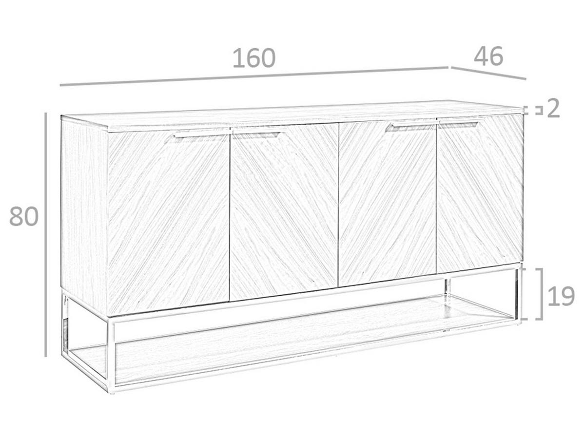SIDEBOARD Walnuss Stahl 160/46/80 cm - Edelstahlfarben/Walnussfarben, Holz (160/80/46cm) - ANGEL CERDA