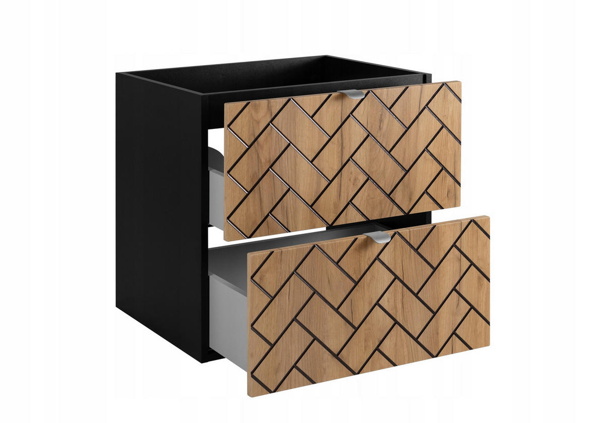 WASCHBECKUNTERSCHRANK Craft Eiche/Schwarz Matt 60/46/60 cm - Eichefarben/Schwarz, Holzwerkstoff (60/60.7/46cm) - Rodan