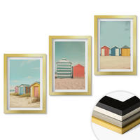 WANDBILDER 3er Set - 20x30 cm Goldrahmen - Bunte Häuser, Strand, Sonne - Goldfarben, Kunststoff (20/30cm) - ArtPrintCave