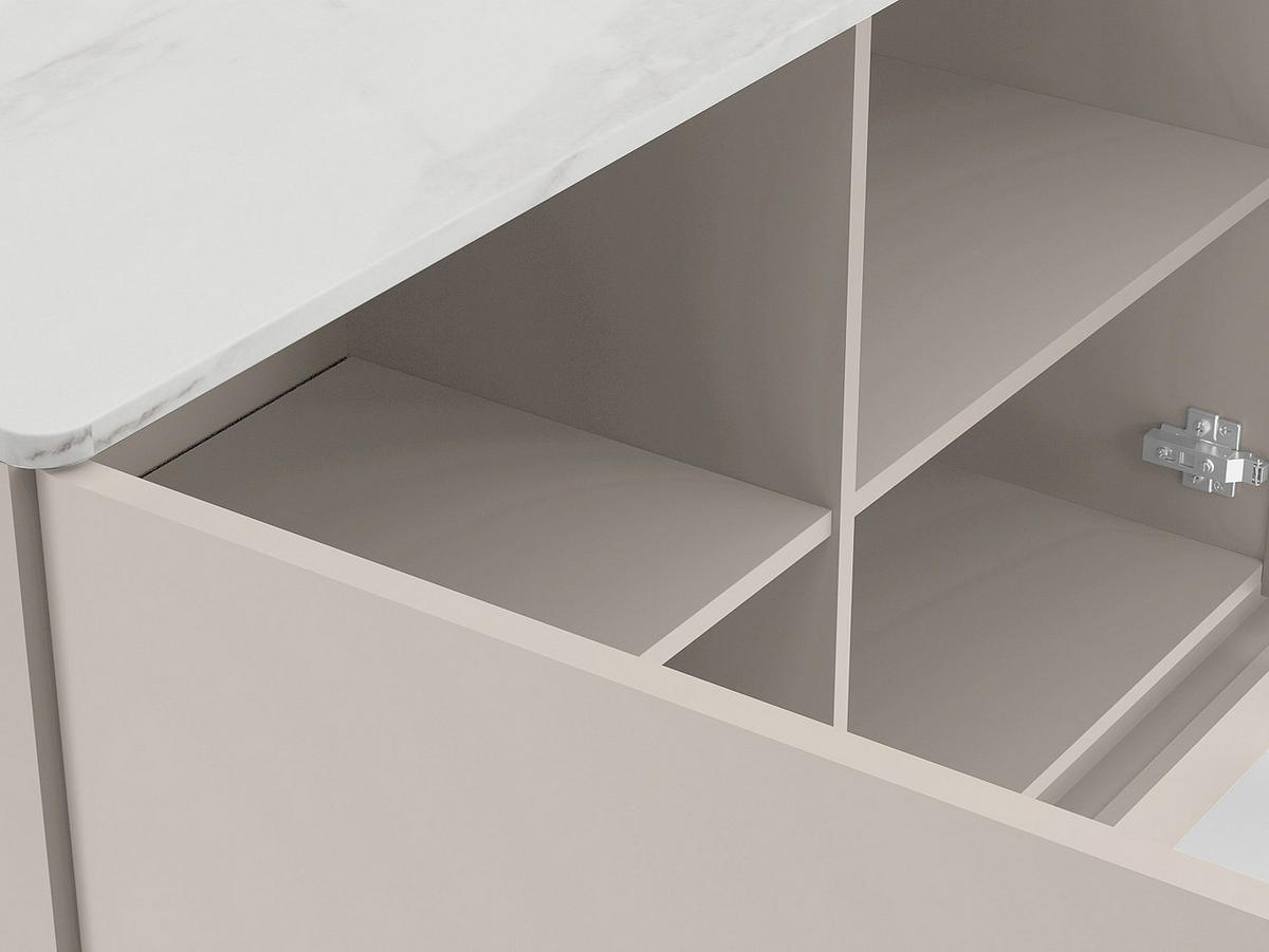 SIDEBOARD - 189.6 cm x 40 cm - Holz, Platte - Beige, Weiß - DEVIKA - Beige/Weiß, Holz (189.6/80/40cm) - Vente-Unique