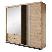 KLEIDERSCHRANK 220 cm mit Spiegel Arcadia, Schubladen, Eiche Artisan - Eiche Artisan, Holz (220/210/60cm) - Emporius