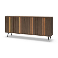BREITE Kommode 184 cm Resta mit LED, Mettalbeine, Eiche Dunin - Eichefarben/Schwarz, Holz/Metall (184/83/40cm) - Emporius