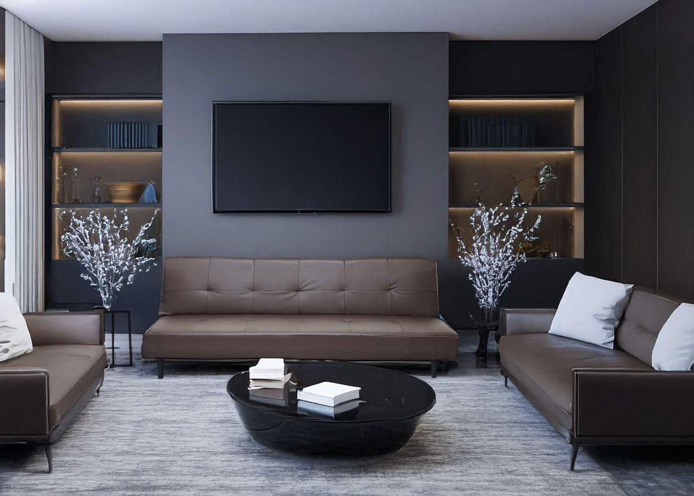 3ER-SOFA Braun - Braun, Textil (195/68/73cm) - MCW