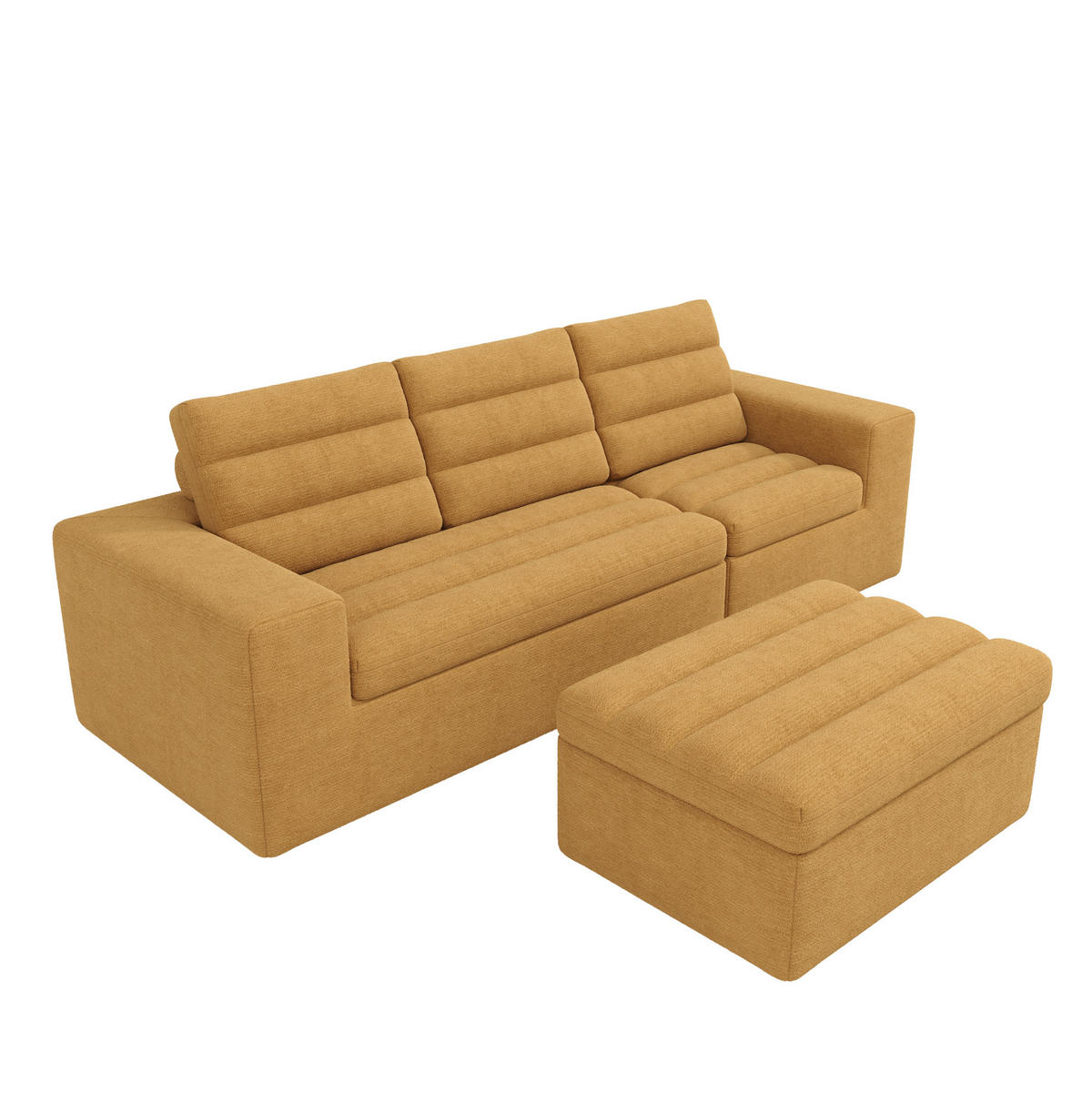 SOFA Modulares Ecksofa mit Hocker 253 x 161 x 89 cm Orange - Orange, Kunststoff (161/253cm) - Meubliv