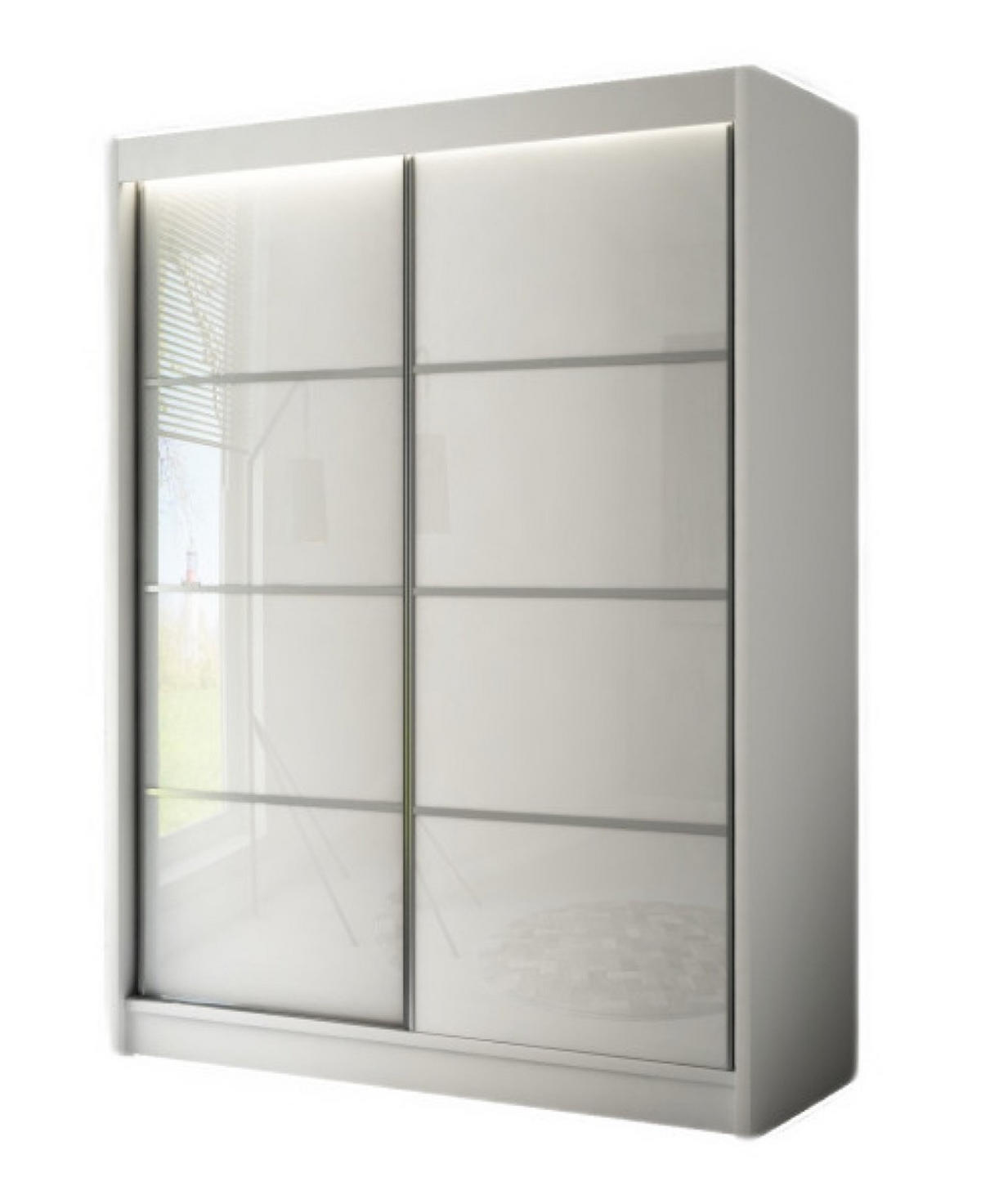 SCHIEBETÜR-SCHRANK Weiß PEAK+SZPROSY Matt Weiß Lacobel 120 cm - Weiß, Holzwerkstoff (120/215/61cm) - Sepro Meble