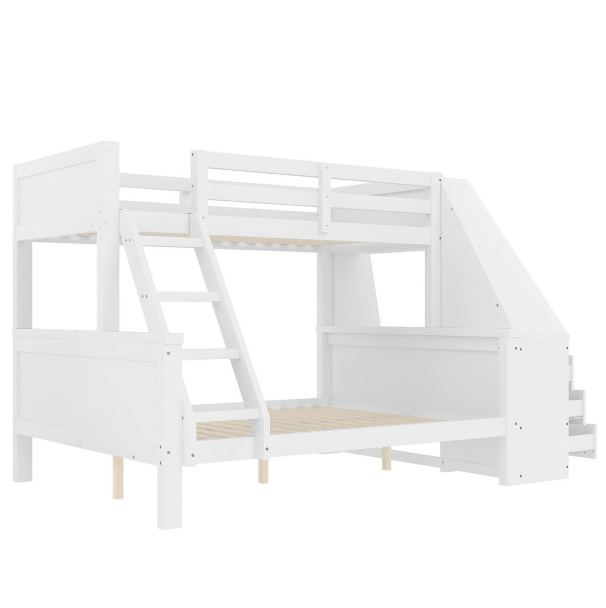 ETAGENBETT 90/200 + 140/200 cm in Weiß mit Schreibtisch, Regal und Stauraum - Weiß, Holz (90/200cm) - OKMYHOME