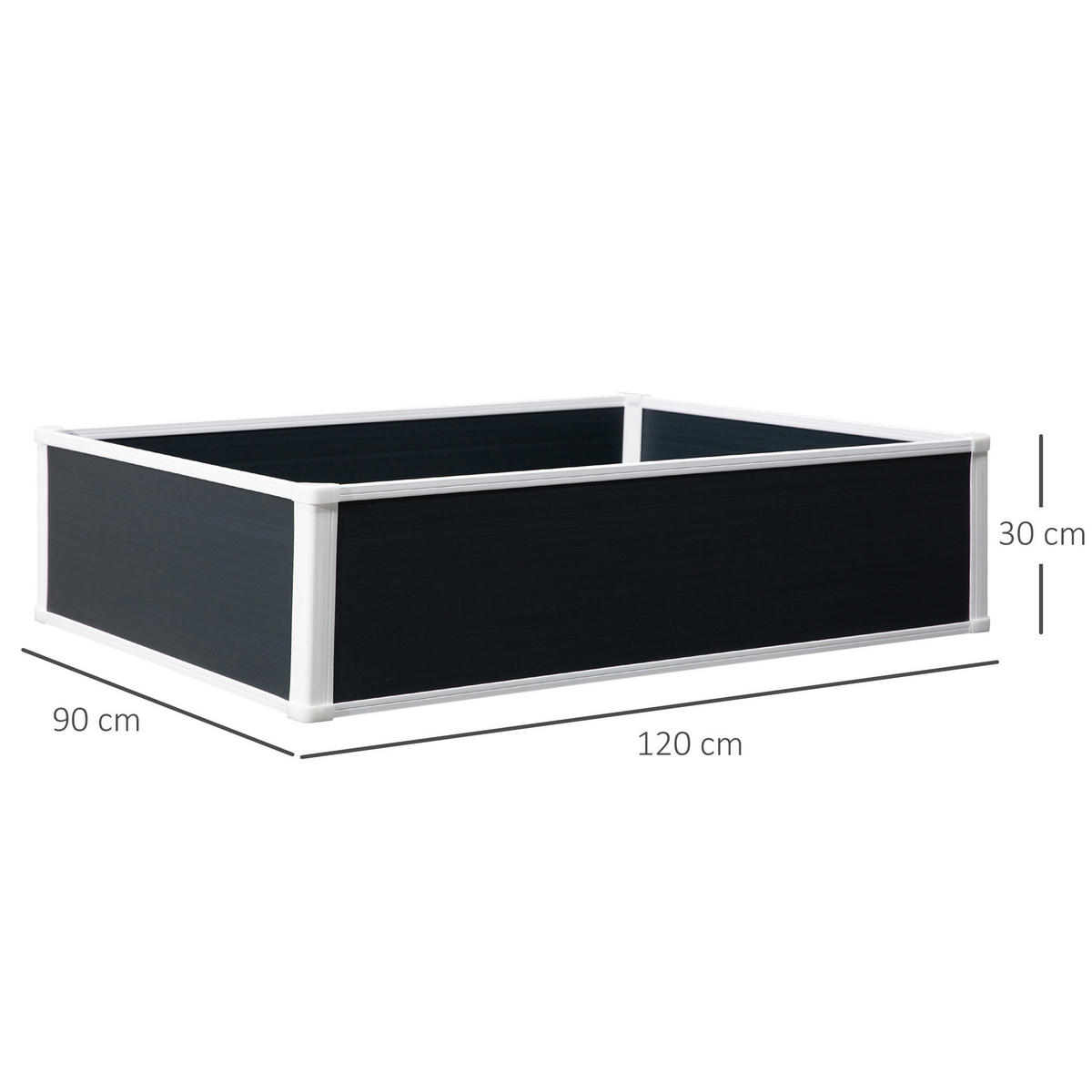 HOCHBEET, Grau, 120 x 90 x 30 cm - Grau, Kunststoff (90/30/120cm) - Outsunny