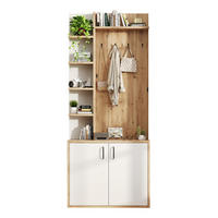GARDEROBENREGAL 75/33/180 cm aus Holzwerkstoff mit 6 offenen Fächern und Schrank Natur/Weiß - Naturfarben, Holzwerkstoff (75/180/33cm) - Modenvie