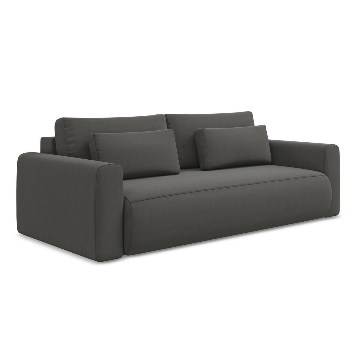 3-SITZER SOFA mit Schlaffunktion Samt Stoff Grau - Dunkelgrau/Schwarz, Kunststoff/Textil (238/82/105cm) - LaMiaSofa