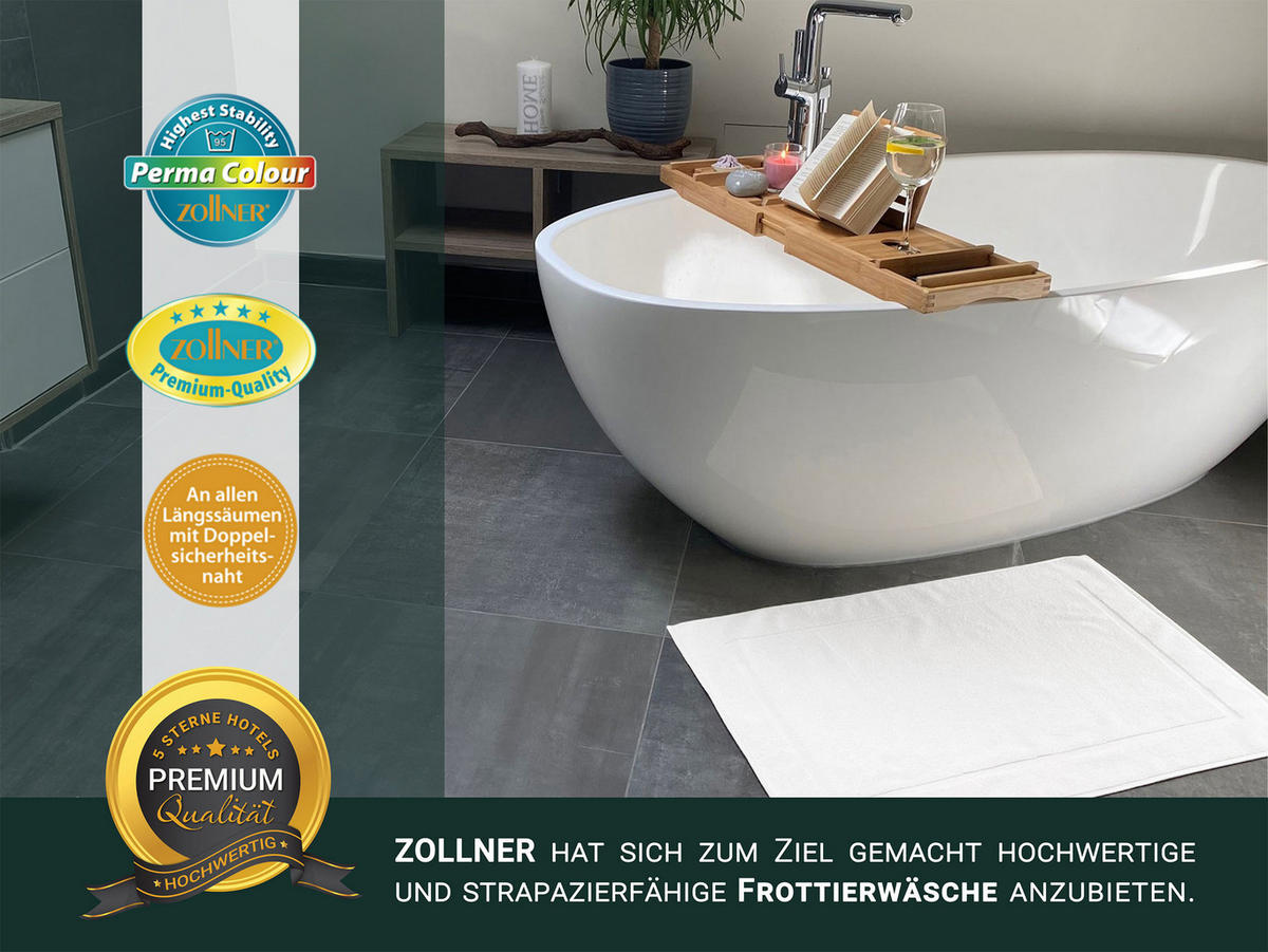 BADEMATTE, 2er-Set, 50x80 cm, 100% Baumwolle, Weiß - Weiß, Textil (50/80cm) - Zollner