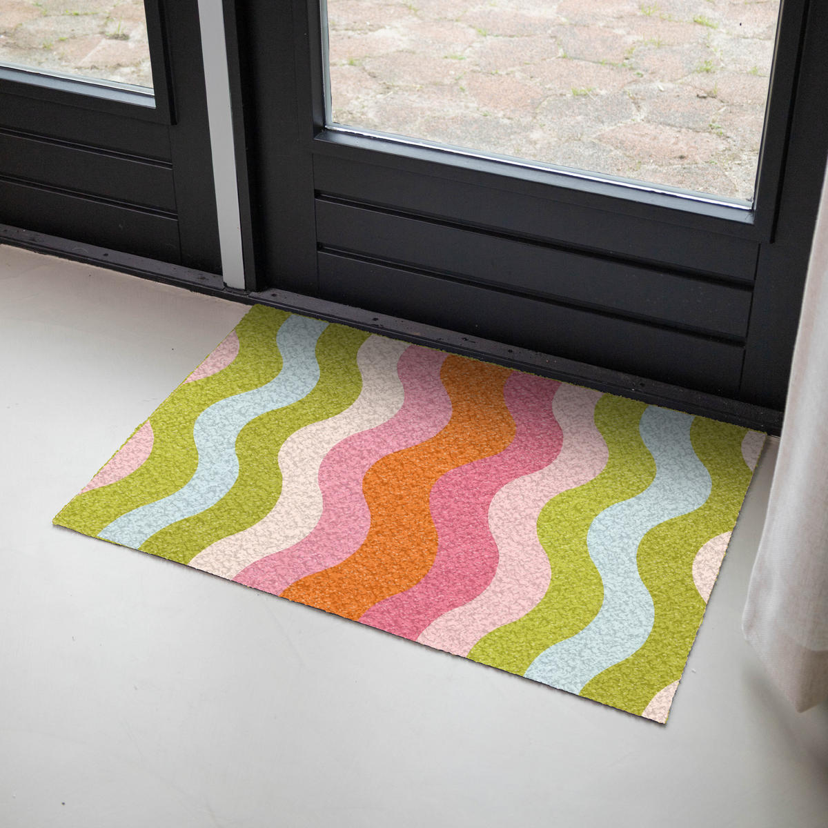 FUSSMATTE Bahnen - Wellen - Bunt - Vertikal Fußabtreter 90x60 cm - Multicolor, Kunststoff (90/60cm) - MuchoWow