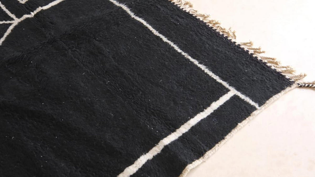 BERBERTEPPICH aus Marokko modern aus Wolle 140x 200 cm - Schwarz, Naturmaterialien (140/200cm) - AFK Living