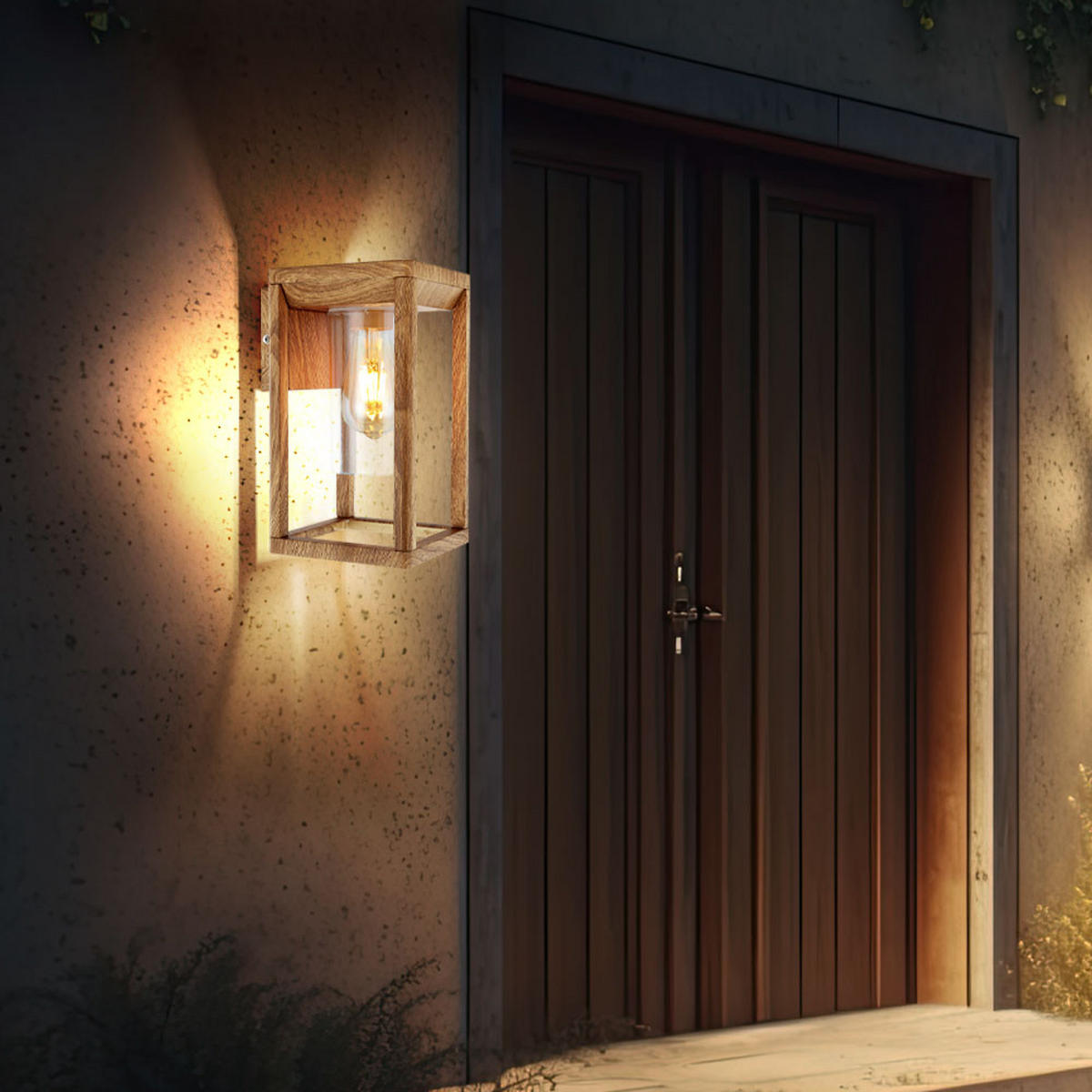 AUSSEN-WANDLEUCHTE Aluminium Holzoptik Braun - Braun, Metall (15/27/16.5cm) - Globo Lighting