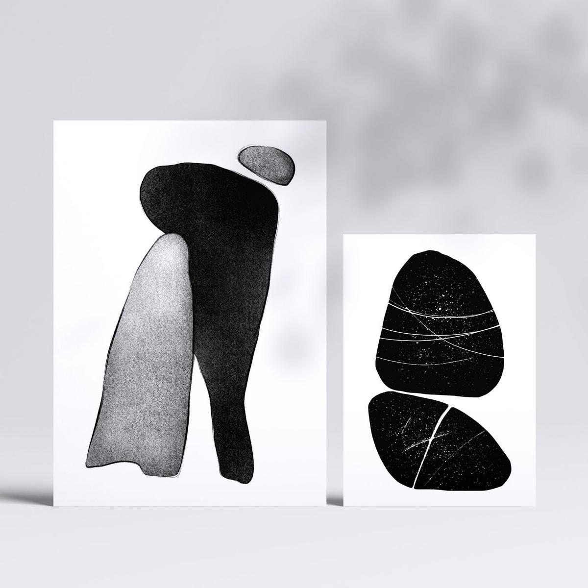 POSTER Set Mit 6 Datenlose Köpfe In Liebhaber Abstrakt Ästhetische Dekorative Gemälde Für Ihr Wohnzimmer, Schlafzimmer, Zuhause A3 & A4 Rahmenlos - Klar, Papier (29/3cm) - Nacnic