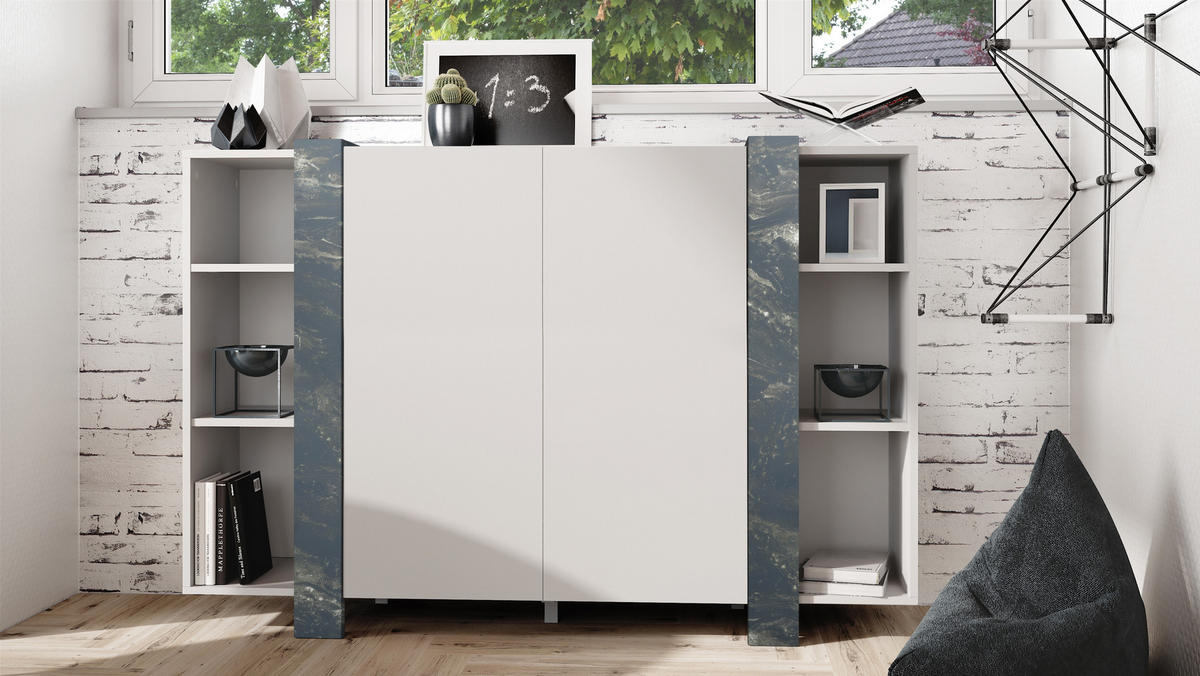 HIGHBOARD Ida Blenden in Marmor Graphit - Dunkelbraun, Holzwerkstoff (149/101/34cm) - Vladon