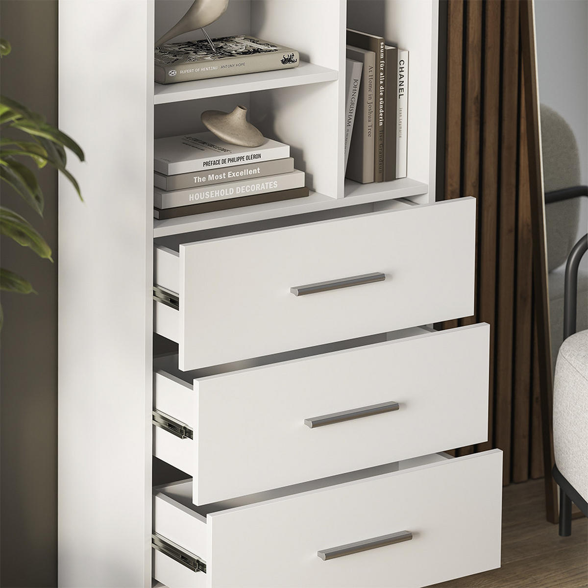 UNIVERSALSCHRANK Tomy, Weiß, 60 x 120 cm mit 3 Schubladen - Weiß, Holzwerkstoff (60/120/31.6cm) - Vicco