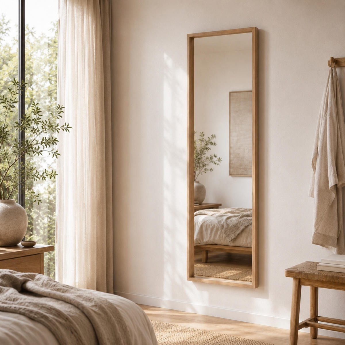 WANDSPIEGEL mit MDF-Rahmen 40/5,5/150 cm - Beige, Glas (5.5/150/40cm) - Home Styling Collection