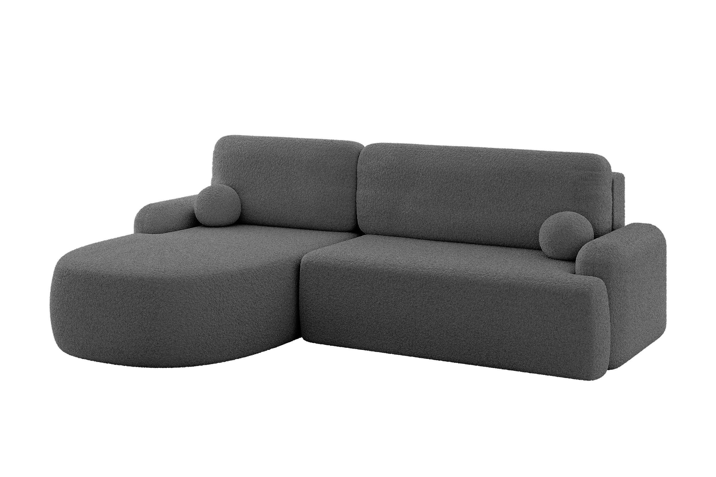 ECKSOFA mit Schlaffunktion und Bettkasten LIRA-L - 264x172x89 Grau - Grau, Holzwerkstoff/Textil (264/172cm) - ALTDECOR