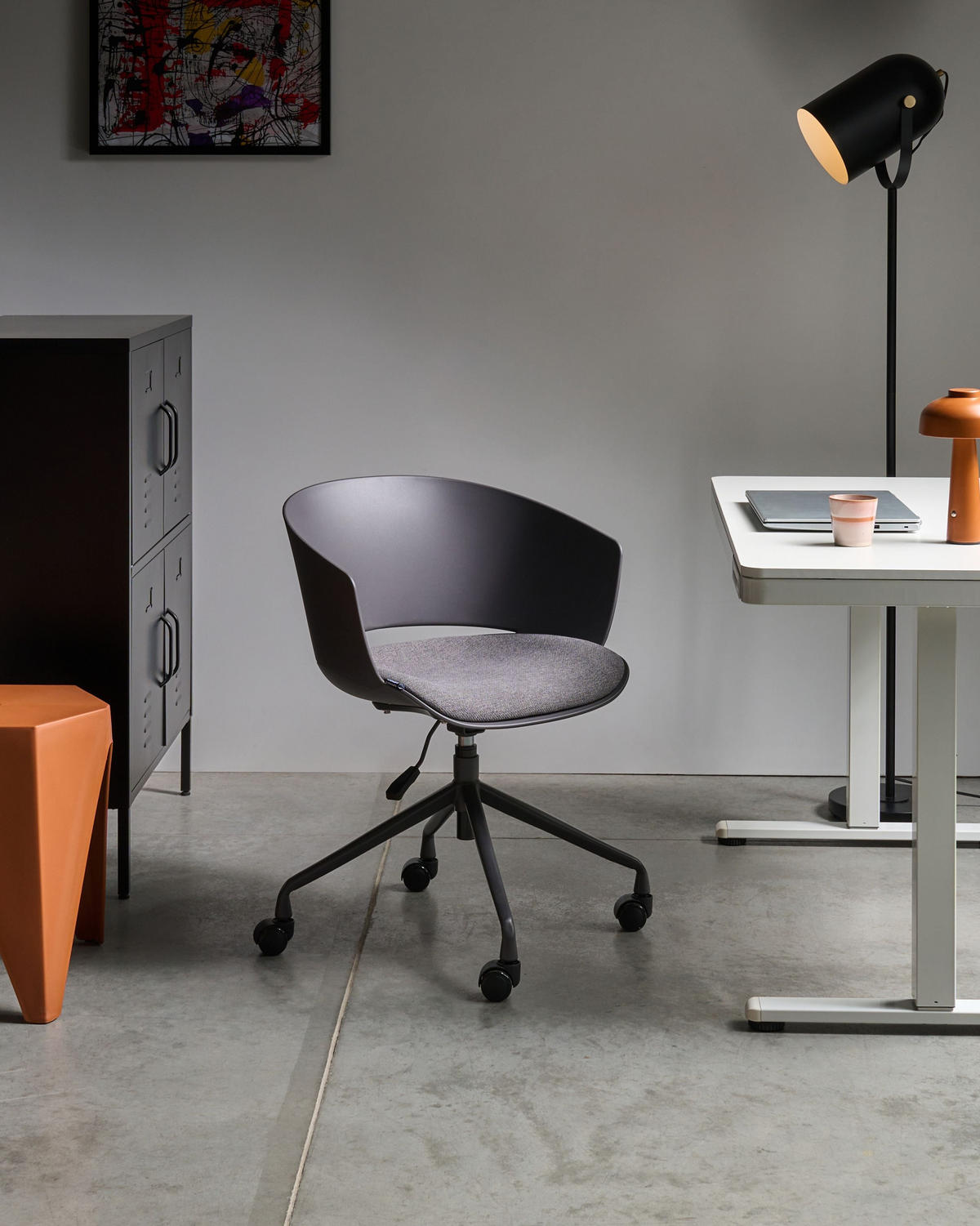 BÜROSTUHL Graphitgrau Gleeful - Graphitfarben/Schwarz, Textil (64/77/64cm) - Beliani