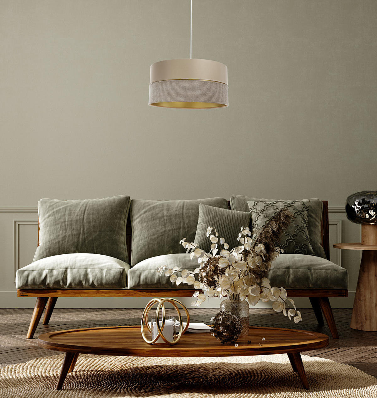 HÄNGELEUCHTE Gold 50/25 cm - Beige/Goldfarben, Kunststoff (50/0.8/25cm) - ONZENO