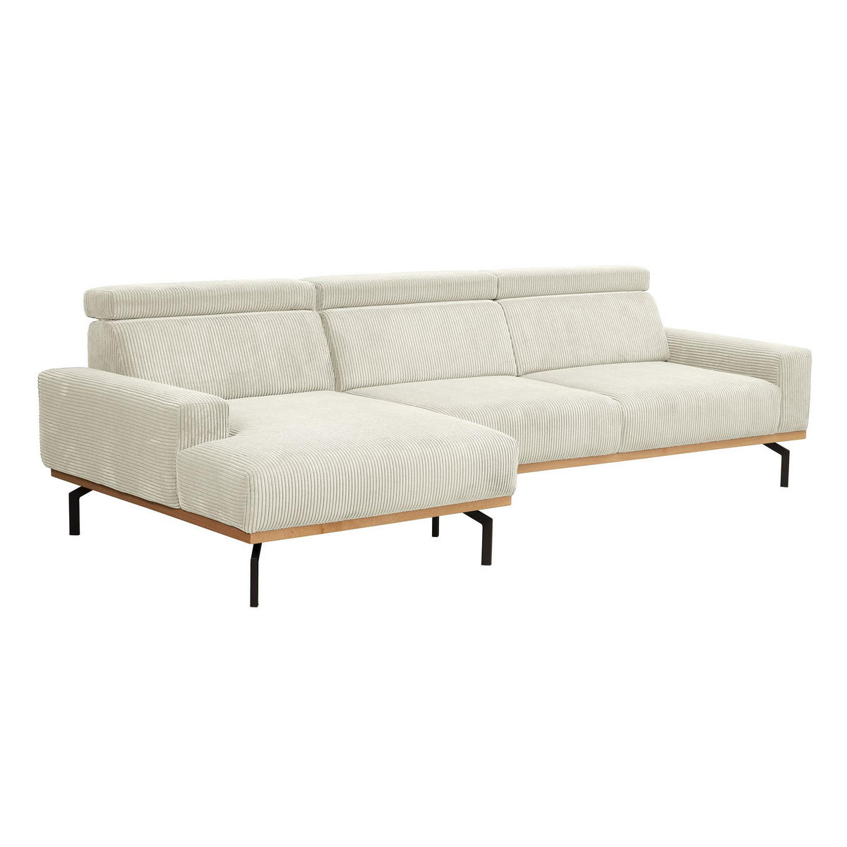 ECKSOFA mit Longchair links Katrien Cordstoff creme - Creme, Kunststoff (135/280cm) - 58aufmkessel