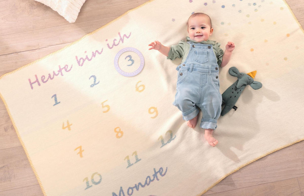 KINDERDECKE Lovely & Sweet Milestone 100 x 150cm - Multicolor, Textil (100/150cm) - Biederlack