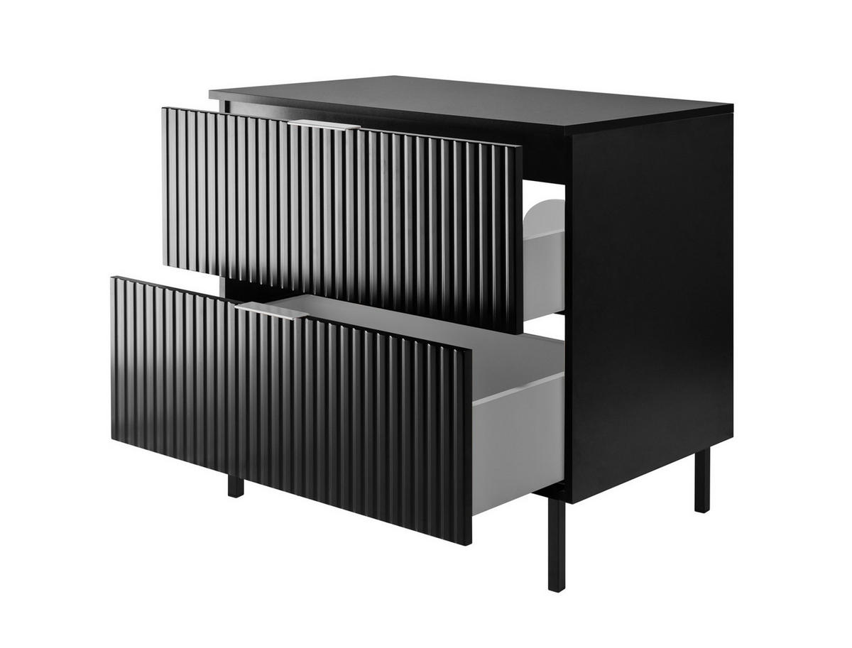 WASCHBECKUNTERSCHRANK, Schwarz, 80 x 77 x 46 cm, silberner Griff, schwarze Beine + Arbeitsplatte - Silberfarben/Schwarz, Holzwerkstoff (80/77/46cm) - 3XE LIVING