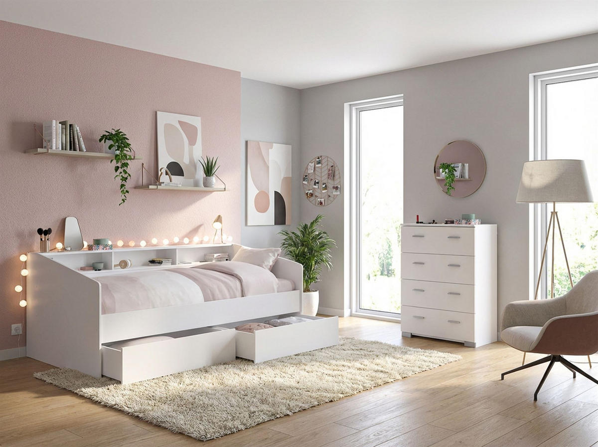 KINDERZIMMER-SET Paca 45 3-tlg. Holznachbildung Weiß/Eiche - Eichefarben/Weiß, Kunststoff (100/1/200cm) - 58aufmkessel