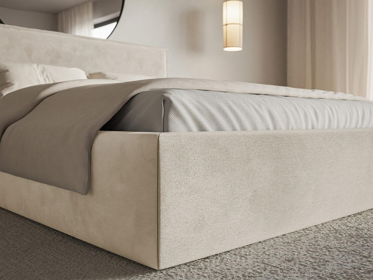 POLSTERBETT Softie Beige Velours 140x200 - Beige, Textil (140/200cm) - Selsey