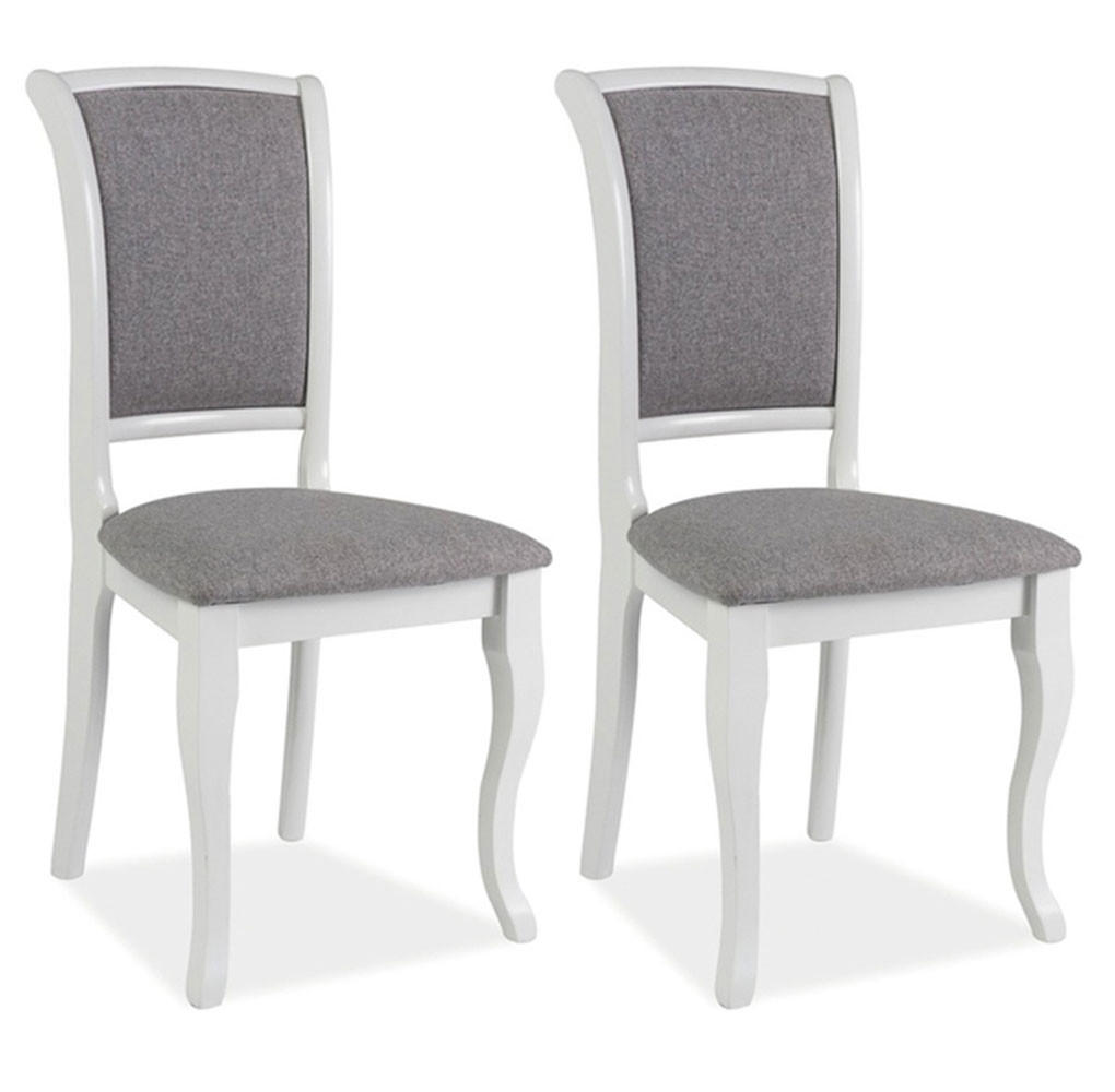 ESSZIMMERSTÜHLE Olivia 2-teilig Weiß / Grau - Weiß/Grau, Holz (45/96/42cm) - Feldmann-Wohnen