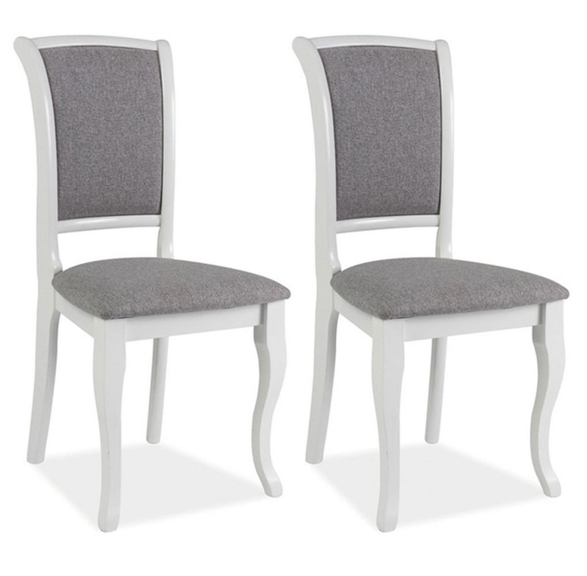 ESSZIMMERSTÜHLE Olivia 2-teilig Weiß / Grau - Weiß/Grau, Holz (45/96/42cm) - Feldmann-Wohnen