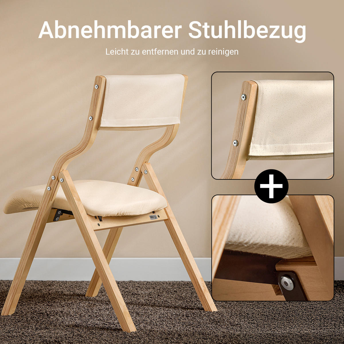 KLAPPSTUHL Birkenholz Gepolstert, 49x80x54cm, Weiß - Weiß, Holz/Holzwerkstoff (41/44/50cm) - SoBuy