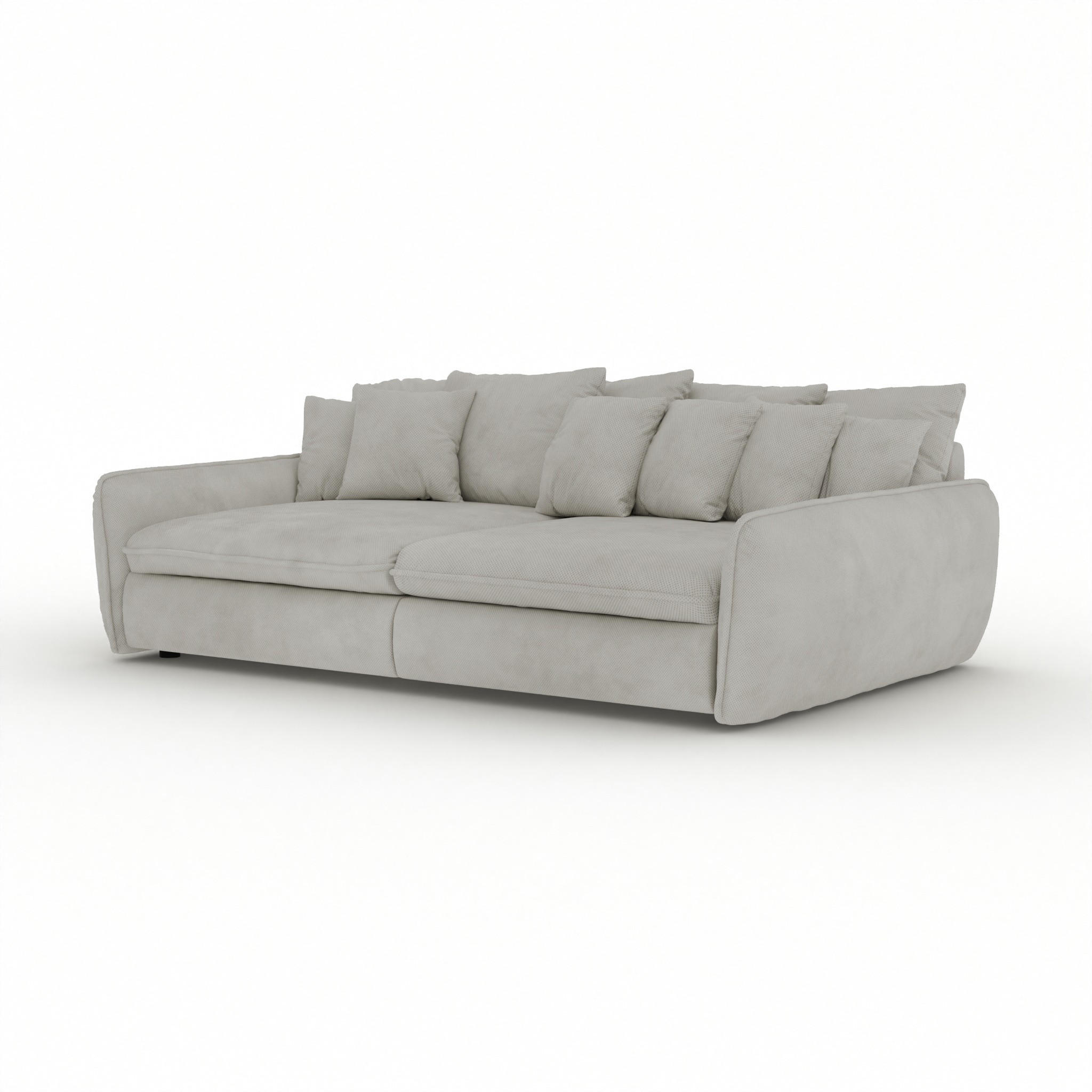 BIGSOFA Hereford Velvet Beige inkl. 11 Kissen 234/131/61 cm - Hellgrau, Kunststoff/Textil (234/61/131cm) - foamnova