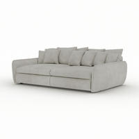 BIGSOFA Hereford Velvet Beige inkl. 11 Kissen 234/131/61 cm - Hellgrau, Kunststoff/Textil (234/61/131cm) - foamnova