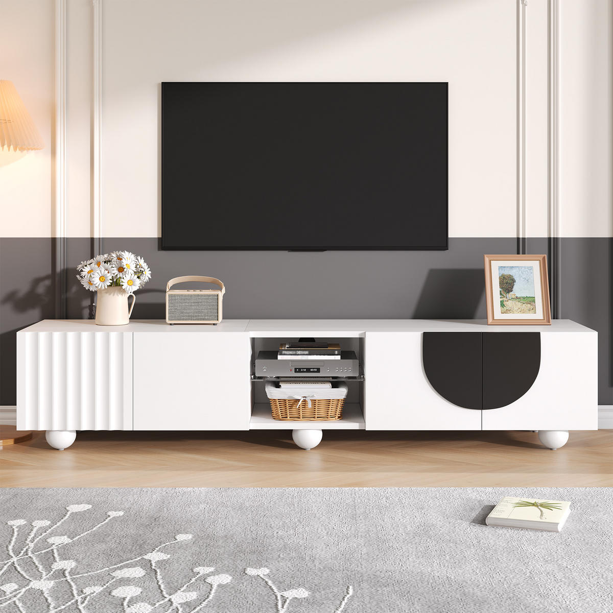 TV-SCHRANK 180x40 Modern TV-Paneel Lowboard Design - Weiß, Holzwerkstoff (40/41.5/180cm) - FLIEKS