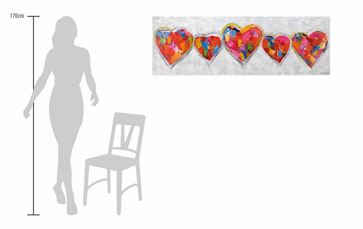 ACRYLBILD HANDGEMALT 150/50 cm - Grau, Holz/Textil (150/50cm) - KUNSTLOFT