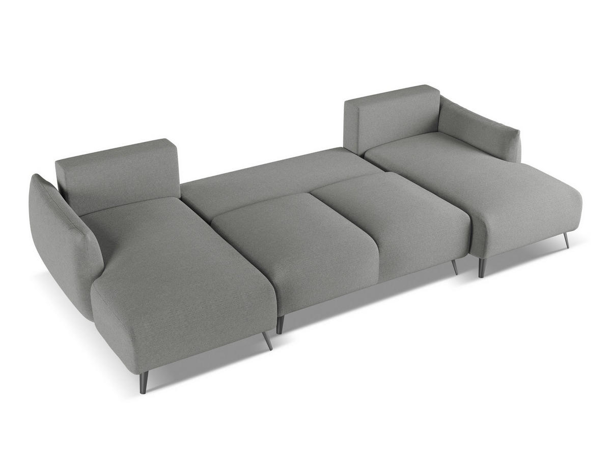 WOHNLANDSCHAFT Chenille Stoff Grau - Schieferfarben/Schwarz, Textil/Metall (317/86/162cm) - Makamii