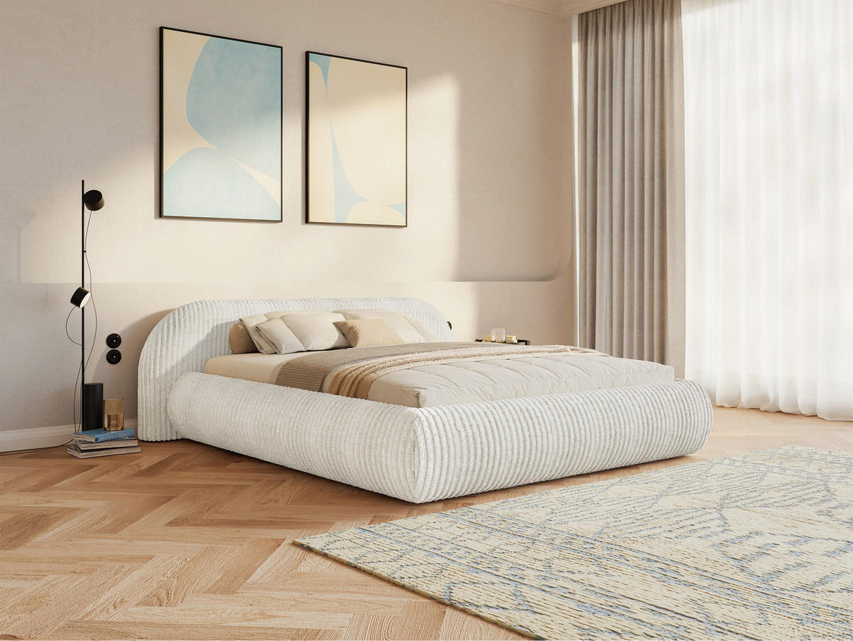 POLSTERBETT Shels 200x200 cm - Creme/Schwarz, Kunststoff/Textil (200/200cm) - Selsey