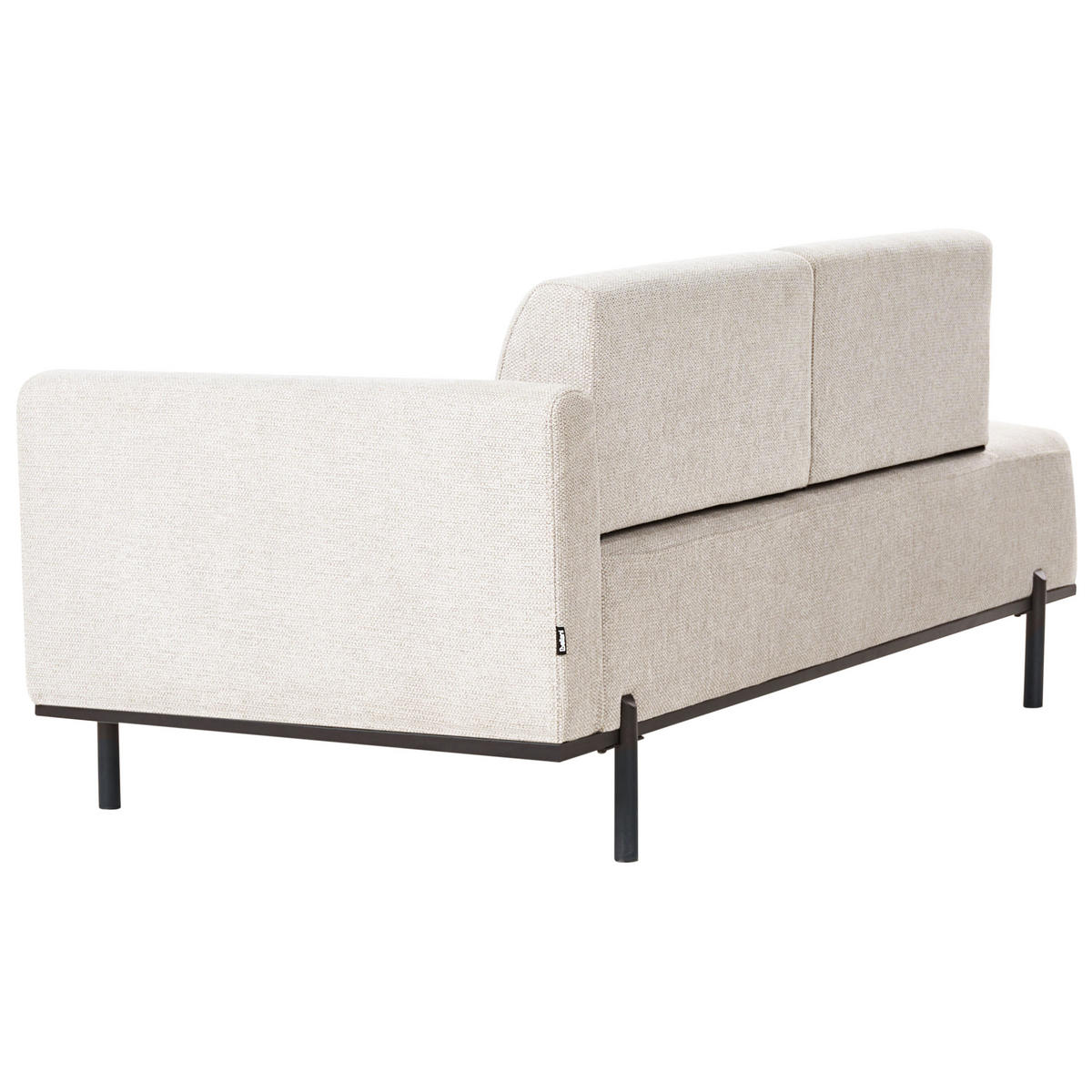 ČALOUNĚNÉ LEHÁTKO CHAISE LONGUE Umělý len Světle béžové Savasse - černá/béžová, textil (170/78/85cm) - Beliani