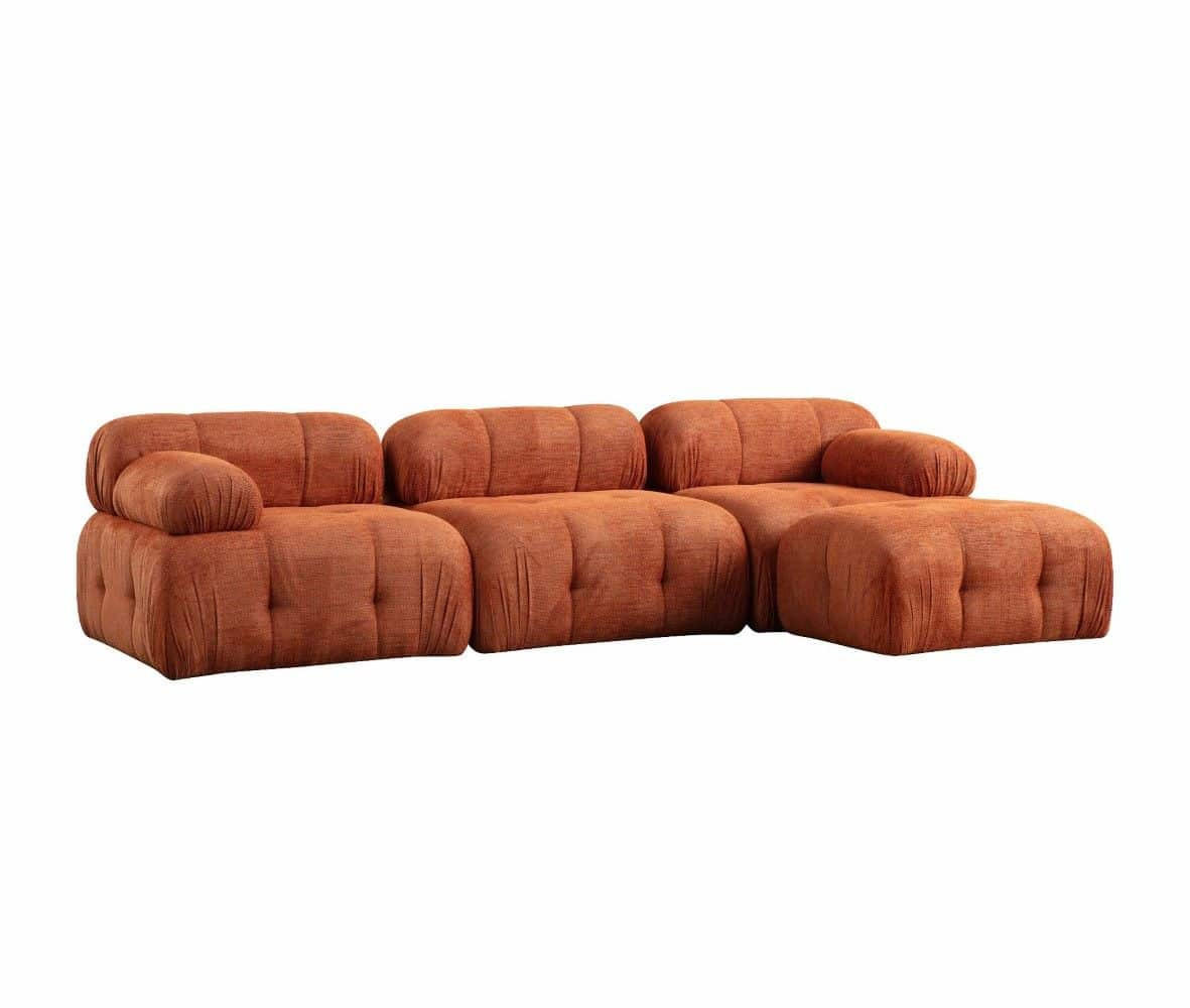 ECKSOFA inklusive Hocker - Schwarz/Orange, Holz/Kunststoff (290/160cm) - myHomelando