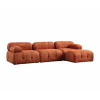 ECKSOFA inklusive Hocker - Schwarz/Orange, Holz/Kunststoff (290/160cm) - myHomelando